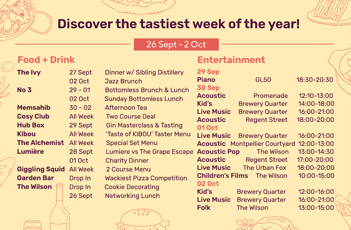 Cheltenham Food + Drink week event and entertainment schedule